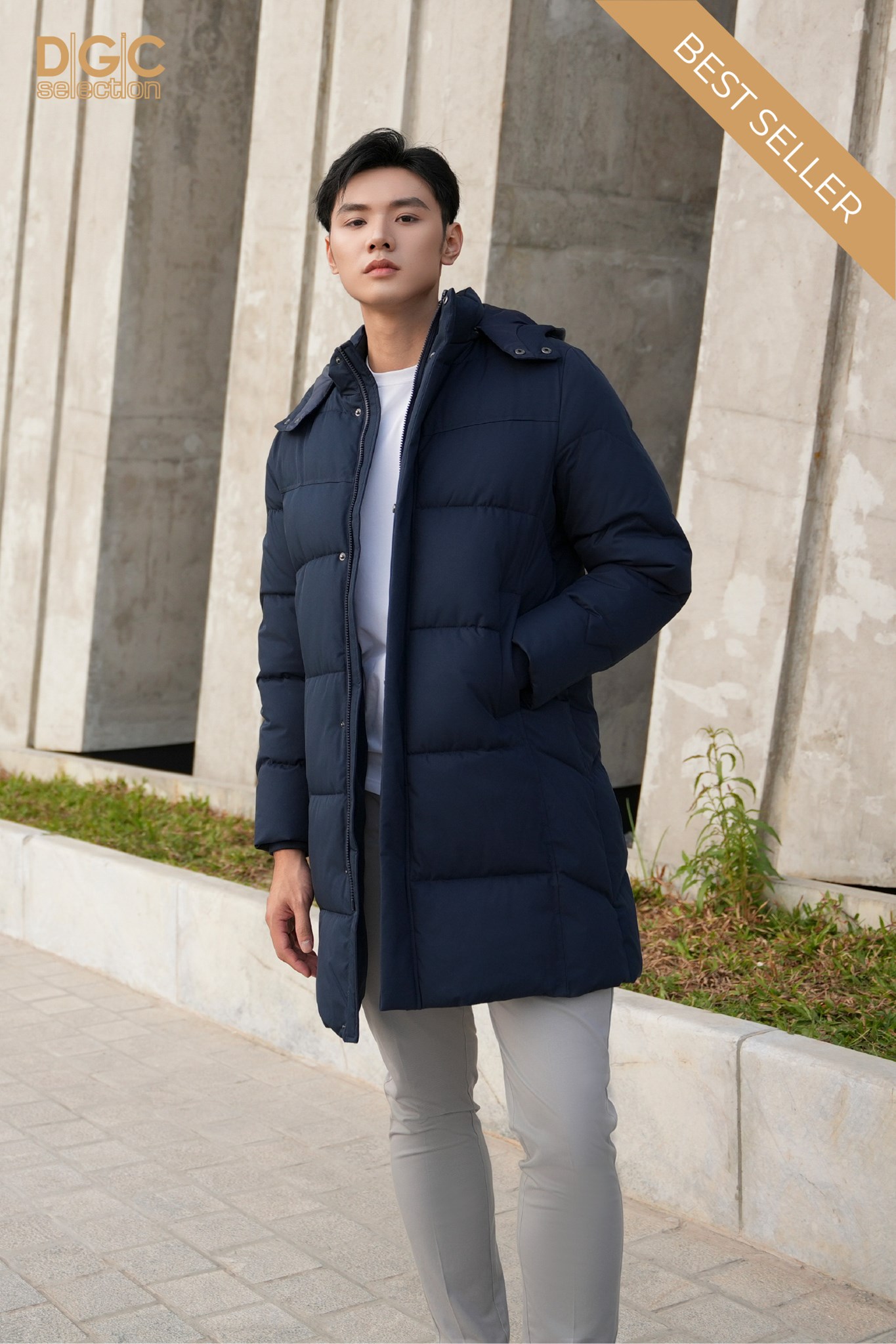 WAJKBD200M - XANH THAN_3 Ảnh của Áo jacket 3 lớp dáng dài